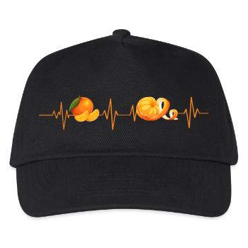 Mandarine Herzschlag - Geschenkidee - Kinder Basecap - Schwarz - Vorne