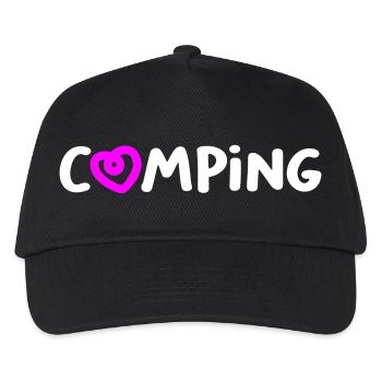 Camping Heart Camper Handwriting Caravan Van Life - Kids’ Baseball Cap - black - Front
