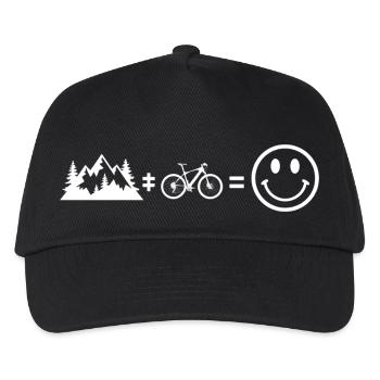 Mountainbiken und die Berge, das ist Glück - Kinder Basecap - Schwarz - Vorne