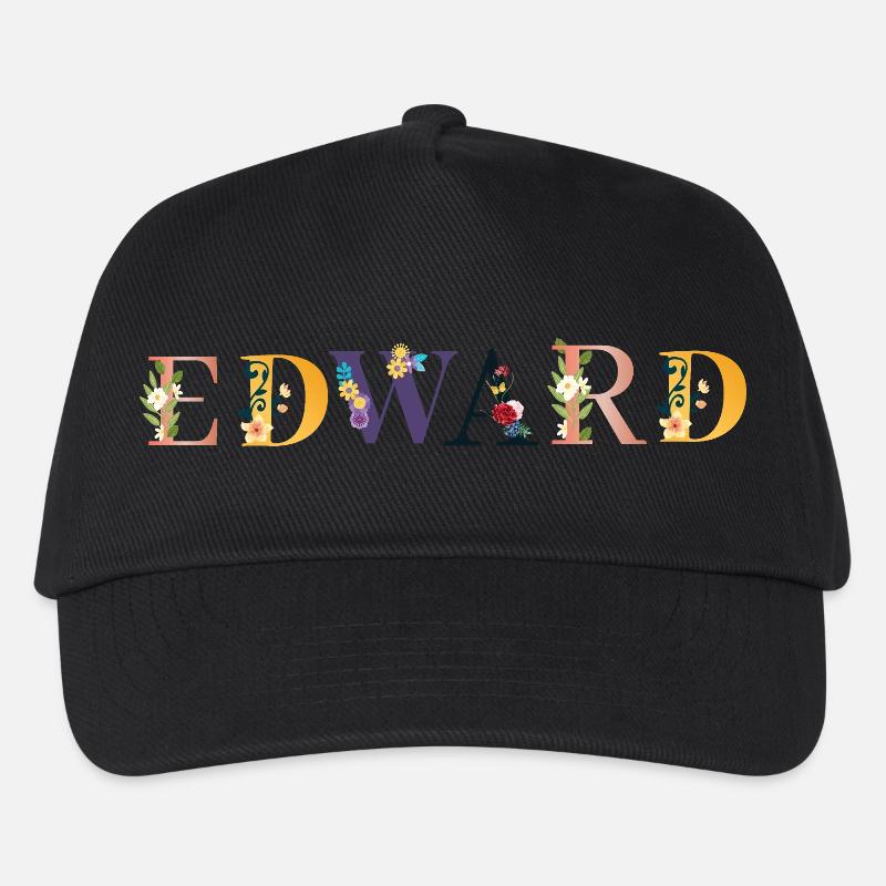 EDWARD Name mit Blumen geschmückt - Kinder Basecap - Schwarz