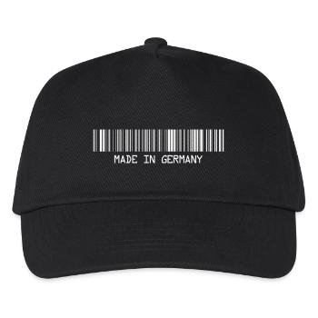 Made in Germany - Deutschland - Barcode - Strichco - Kinder Basecap - Schwarz - Vorne