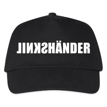 Linkshänder - mit links - Spiegelschrift - Kinder Basecap - Schwarz - Vorne