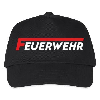 Feuerwehr Flammenlogo Rot Weiß - Kinder Basecap - Schwarz - Vorne