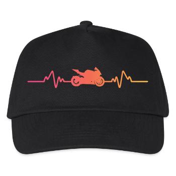 Motorcycle Biker Sunset Heartbeat Motorcycle - Kids’ Baseball Cap - black - Front