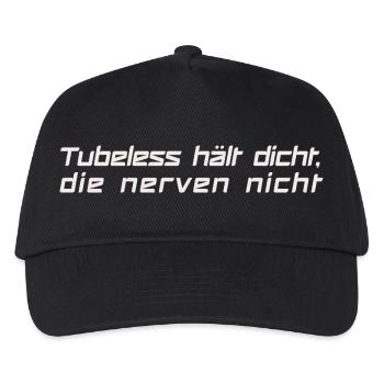 Tubeless Hält Dicht Spruch - Kinder Basecap - Schwarz - Vorne