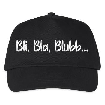 Diskussion Spruch Wortspiel Sprüche Bli Bla Blubb  - Kinder Basecap - Schwarz - Vorne
