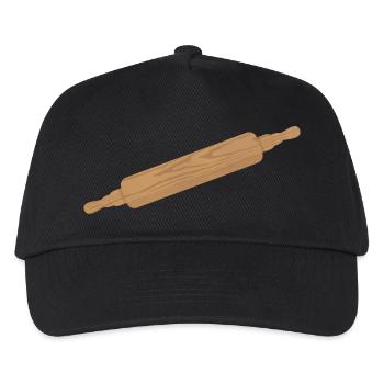 Teigroller - Nudelholz-Roller aus Holz - Kinder Basecap - Schwarz - Vorne