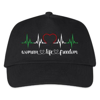 Woman Life Freedom Herzschlag Iran Frauenrechte - Kinder Basecap - Schwarz - Vorne
