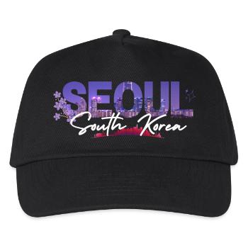 Seoul Night Skyline Blumenschrift - Kinder Basecap - Schwarz - Vorne