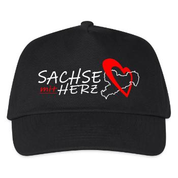 Sachse mit Herz - Herzschlag - Kinder Basecap - Schwarz - Vorne