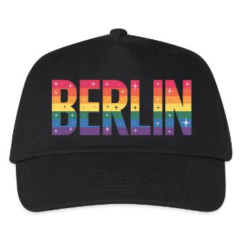 Berlin - Cooles queeres Stadtlogo - Kinder Basecap - Schwarz - Vorne