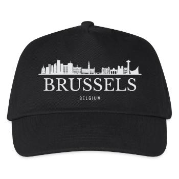 Brüsseler Skyline, Brüssel, Belgien - Kinder Basecap - Schwarz - Vorne