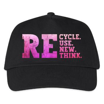 Recyceln Reuse Renew Rethink umweltfreundliche Ökologie recyceln - Kinder Basecap - Schwarz - Vorne