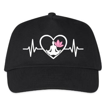 Yoga Herz Frauen Silhouette Lotus Wellness - Kinder Basecap - Schwarz - Vorne