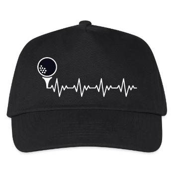 Golf Golfer Golfball EKG Herzschlag Herzfrequenz - Kinder Basecap - Schwarz - Vorne