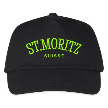 St. Moritz - Suisse - Schweiz - Swiss - Kinder Basecap - Schwarz - Vorne