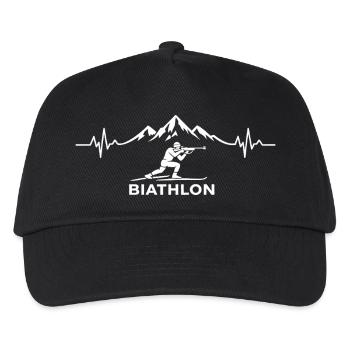 Biathlon EKG Herzschlag Langlauf Liebe - Kinder Basecap - Schwarz - Vorne