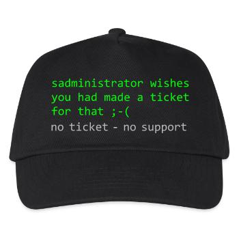 Administrator Wortspiel Spruch Ticket Support - Kinder Basecap - Schwarz - Vorne