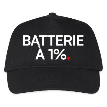 Battery at 1% humor fatigue work - Kids’ Baseball Cap - black - Front