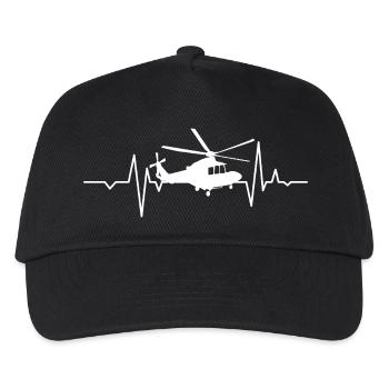 Hubschrauber Herzschlag  Pulsschlag - Kinder Basecap - Schwarz - Vorne