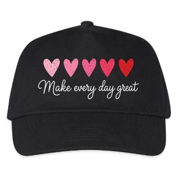 Make Every Day Great Hearts Teacher Shirt - Kids’ Baseball Cap - black - Front