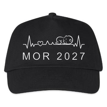 Mom 2027 Heartbeat Pregnancy Danish - Kids’ Baseball Cap - black - Front