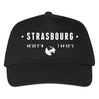 Strasbourg France GPS Coordinates Globe - Kids’ Baseball Cap - black - Front