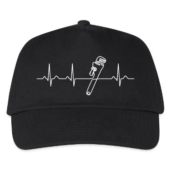 Plumber Heartbeat Plumbing worker Tradesman Gift - Kids’ Baseball Cap - black - Front