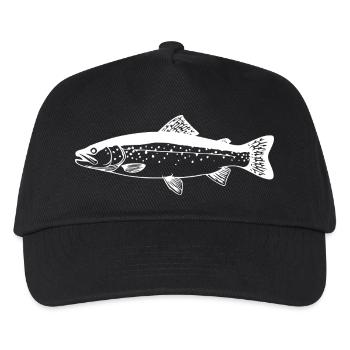 Forellen Angler Geschenk Idee Fliegenfischen - Kinder Basecap - Schwarz - Vorne