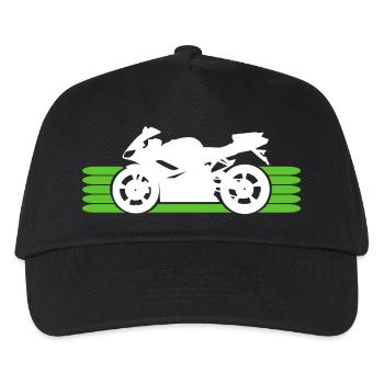 Motorrad fahren Motorradfahrer Motorradfahrerin - Kinder Basecap - Schwarz - Vorne