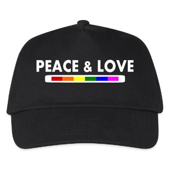 Peace and love - Kinder Basecap - Schwarz - Vorne