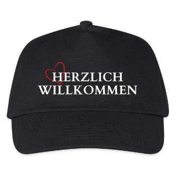 Herzlich Willkommen Herz Liebe - Kinder Basecap - Schwarz - Vorne