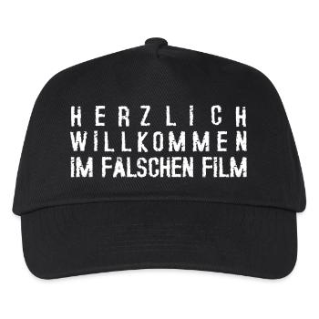 Falscher Film Willkommen weiß Geschenk - Kinder Basecap - Schwarz - Vorne