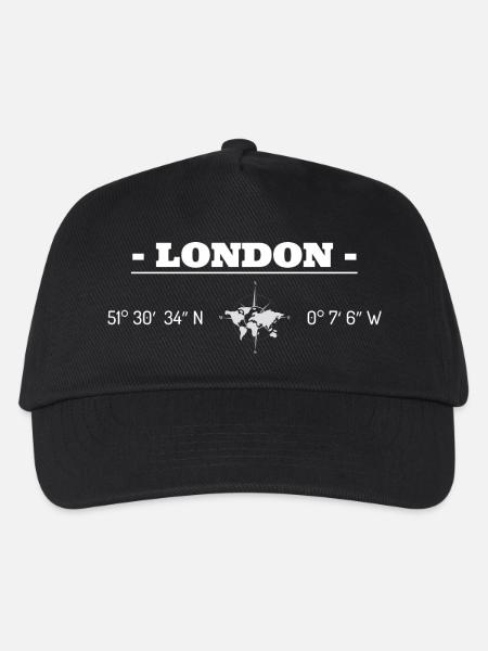 Koordinaten London - Kinder Basecap - Schwarz