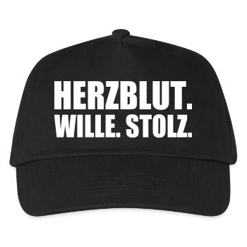 Herzblut wille stolz - Kinder Basecap - Schwarz - Vorne