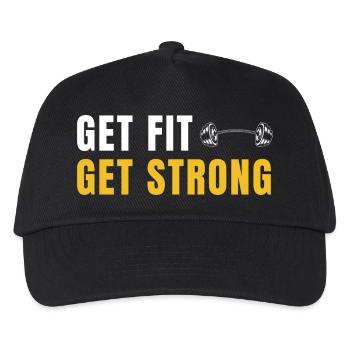 Get Fit Get Strong - Fitnessgeschenk mit Hanteln - Kinder Basecap - Schwarz - Vorne