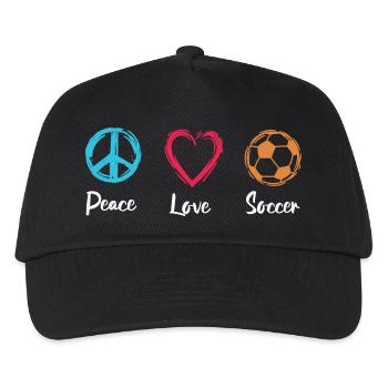 Frieden Liebe Fußball - Kinder Basecap - Schwarz - Vorne