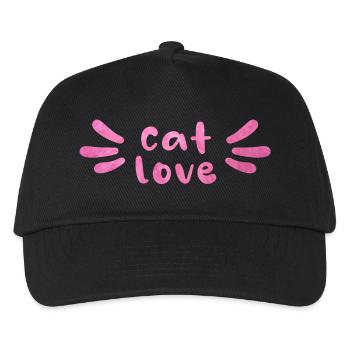 Cat Love Katzenliebe Fell flauschig rosa Katzen - Kinder Basecap - Schwarz - Vorne