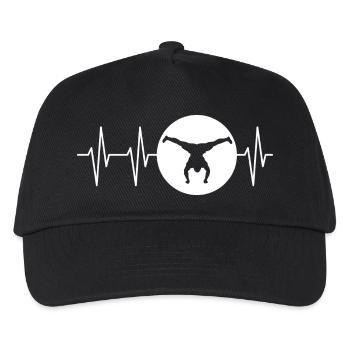 heartbeat handstand calisthenics gymnastics icon pulse - Kids’ Baseball Cap - black - Front