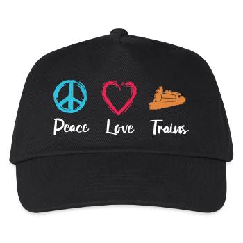 Peace Love Trains - Kids’ Baseball Cap - black - Front