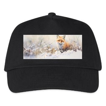 Fuchs Landschaft Schnee - Kinder Basecap - Schwarz - Vorne