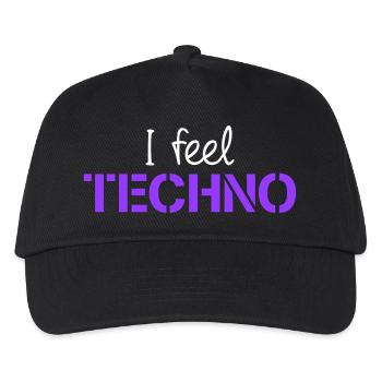 I Feel Techno Ich Fühle Musik Liebe Spruch Party - Kinder Basecap - Schwarz - Vorne