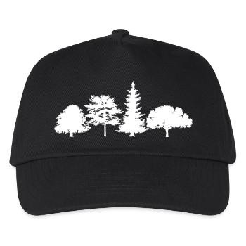Baum Eiche Birke Fichte Mischwald Symbol Logo icon - Kinder Basecap - Schwarz - Vorne