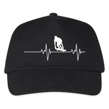 Heartbeat Skateboard Skateboarder Skate - Kinder Basecap - Schwarz - Vorne