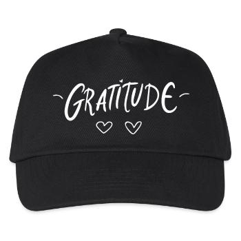 Gratitude – Dankbarkeit Schriftzug Design. - Kinder Basecap - Schwarz - Vorne