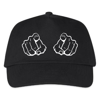 Zwei Zeigefinger Blickfang - Kinder Basecap - Schwarz - Vorne