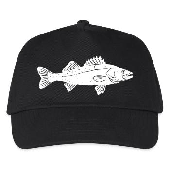 Großer Zander Fisch Fang Vektor - Kinder Basecap - Schwarz - Vorne