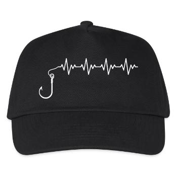 Fishing Hook Fishing Fisherman Angler ECG Heartbeat - Kids’ Baseball Cap - black - Front