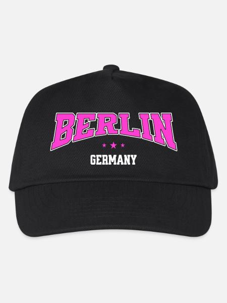 Berlin College Style Germany Schriftzug Pink - Kinder Basecap - Schwarz