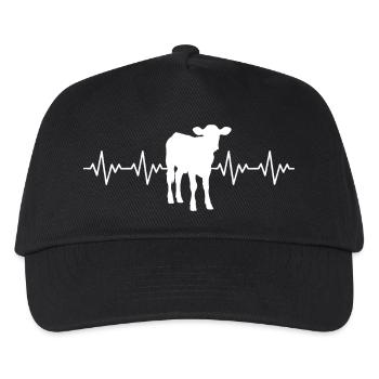 Bauer Kalb EKG Herzschlag - Kinder Basecap - Schwarz - Vorne